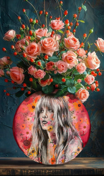 Stevie Vase ~ ( double sided ) 25cm x 25 cm