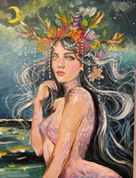 Siren & the Sea ~ Original Painting 60 x 50 cm