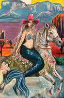 Marigold Mermaid Cowgirl ~ Original Painting