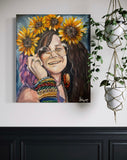 Queen Janis and The Sunflowers ~ Original Painting 60cm x 50 cm