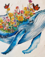 Wildflower Whale ~ Original Painting 60cm x 50cm