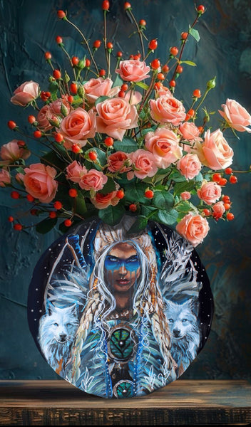 The Warrior  Vase ~ ( double sided ) 25cm x 25 cm