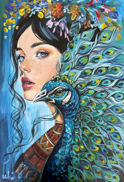 Feathered Femme ~ Original Artwork 90 cm x 60 cm