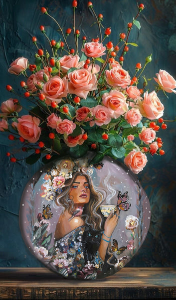 The Medicine Woman Vase ~ ( double sided ) 25cm x 25 cm