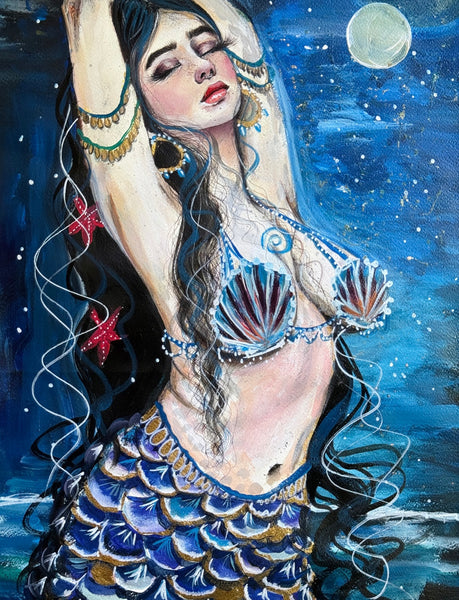 Moon Bathing in Mooloolaba ~ Original Painting 88cm x 60cm ( framed)