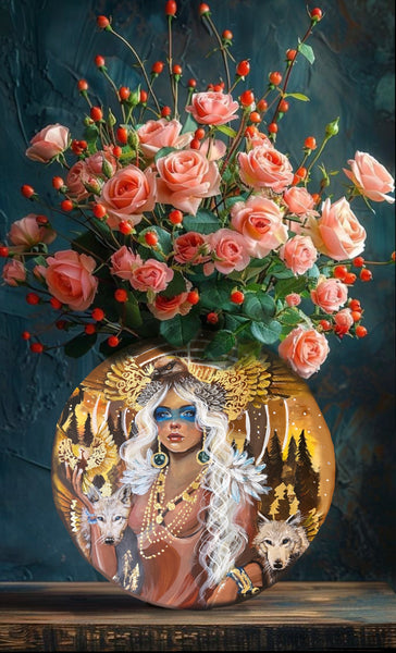 Phoenix Vase ~ ( double sided ) 25cm x 25 cm