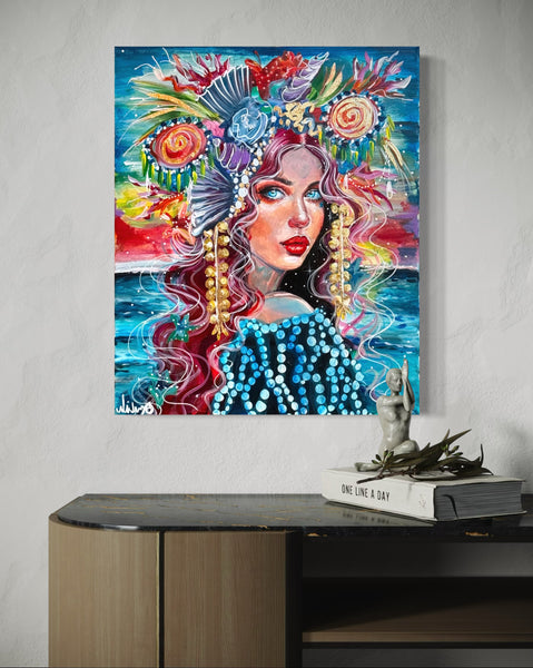 Fiona the Siren of the Scottish Sea ~ Original Painting 60cm x 50cm