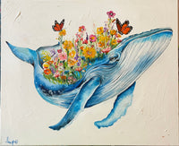 Wildflower Whale ~ Original Painting 60cm x 50cm