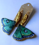 Luna Moth Earrings ( Green)