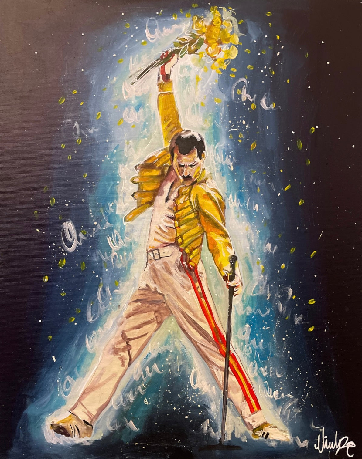 絵画 Fred mercury  97x130cm Freddie Mercury Art, Queen Canvas, Rock and Roll Painting