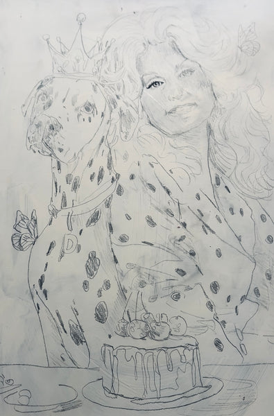 Dolly Parton and the Dalmation  ~ Original Painting ( Framed ) 78x 58cm