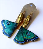 Luna Moth Earrings ( Green)