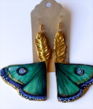 Luna Moth Earrings ( Green)