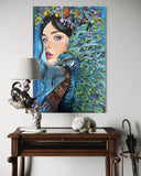 Feathered Femme ~ Original Artwork 90 cm x 60 cm