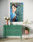 Feathered Femme ~ Original Artwork 90 cm x 60 cm