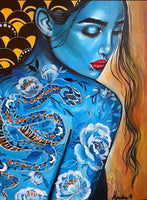 Moon Snake Goddess ~ Hand Embellished Art Print