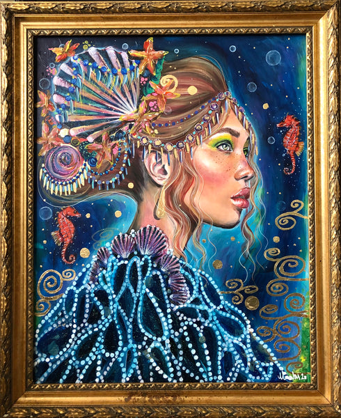 Coralia Seahorse Queen ~ Hand Embellished Art Print