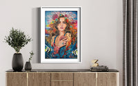 Adira Oceanic Queen of Coral ~ Hand Embellished Art Print