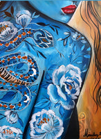 Moon Snake Goddess ~ Hand Embellished Art Print
