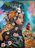 Saniya Leopard Goddess ~ Hand Embellished Art Print