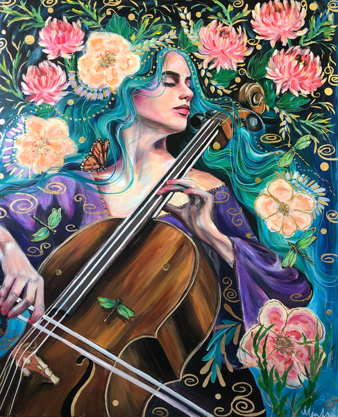 Mousai Ocean Goddess of Music ~ Hand Embellished Art Print