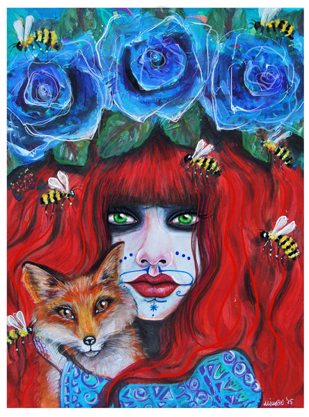 Vali & The Queen Bees ~ Hand Embellished Art Print