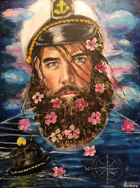 Mark ~ Heart Compass of the Sea ~ Hand Embellished Art Print