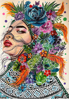 Samira Succulent Queen ~ Hand Embellished Art Print